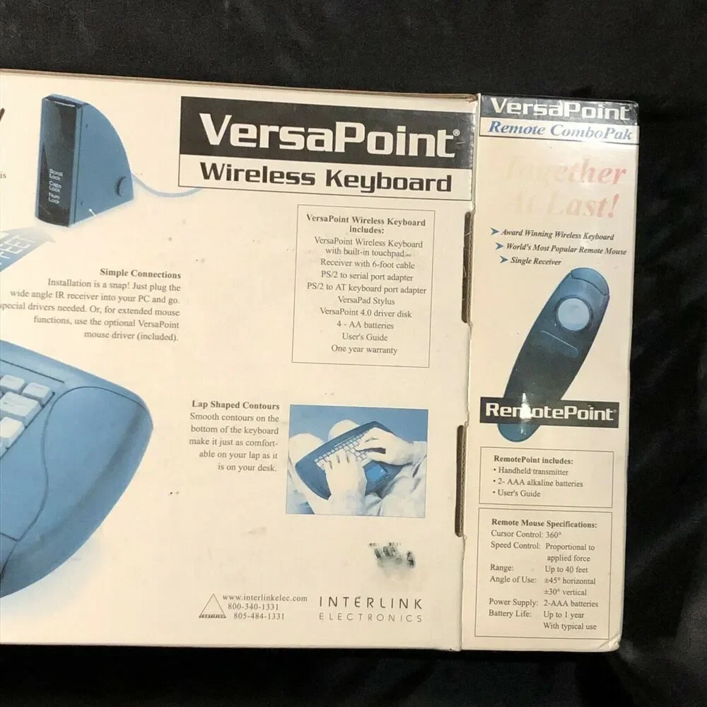 Wireless Keyboard & Remote Mouse Black & Gray Versapoint Remote Combo Pak NEW